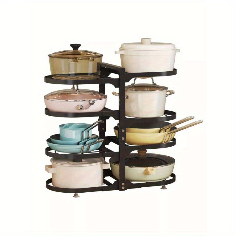 8 Tier Pots and Pans Lid Organizer Rack Holder, Adjustable Pot Organizer Rack for Under Cabinet, Pot Rack for Kitchen Organization and Storage