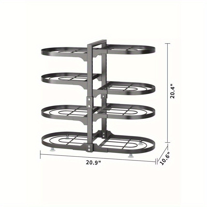 8 Tier Pots and Pans Lid Organizer Rack Holder, Adjustable Pot Organizer Rack for Under Cabinet, Pot Rack for Kitchen Organization and Storage