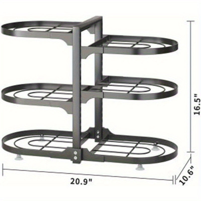 6-layer Pot And Lid Sorting Rack Bracket, Adjustable Pot Sorting Rack Under The Cabinet, Pot Rack For Kitchen Organization And Storage, Black