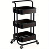 Rolling Trolley With Wheels Bathtub Manager Tolley Rolling Metal Tissue Trolley Handle -Black