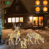 3 Sets Reindeer Family Lighted Christmas Deer Decoration - Buck, Doe, Fawn - Warm Yellow Light, 3 Modes, Indoor/Outdoor Holiday Décor