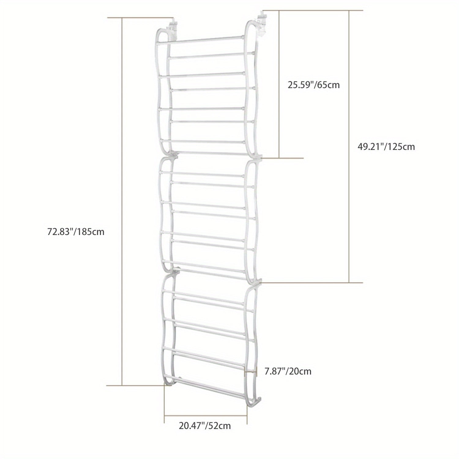 36 Pairs Over-The-Door Shoe Rack 12 Layers Wall Hanging Organizer Requires Screwing Holes