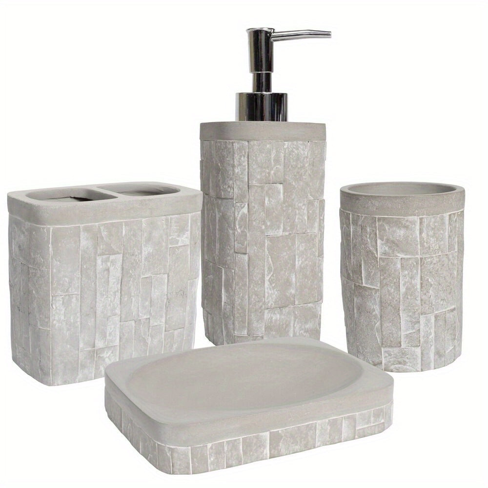 Durable Avalon Concrete Bath Accessory Collection | 4-Piece Set for Your Bathroom