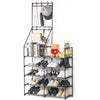 5-Tier Black Shoe Rack & Coat Organizer | Space-Saving Closet Shoe Shelf with Non-Woven Fabric