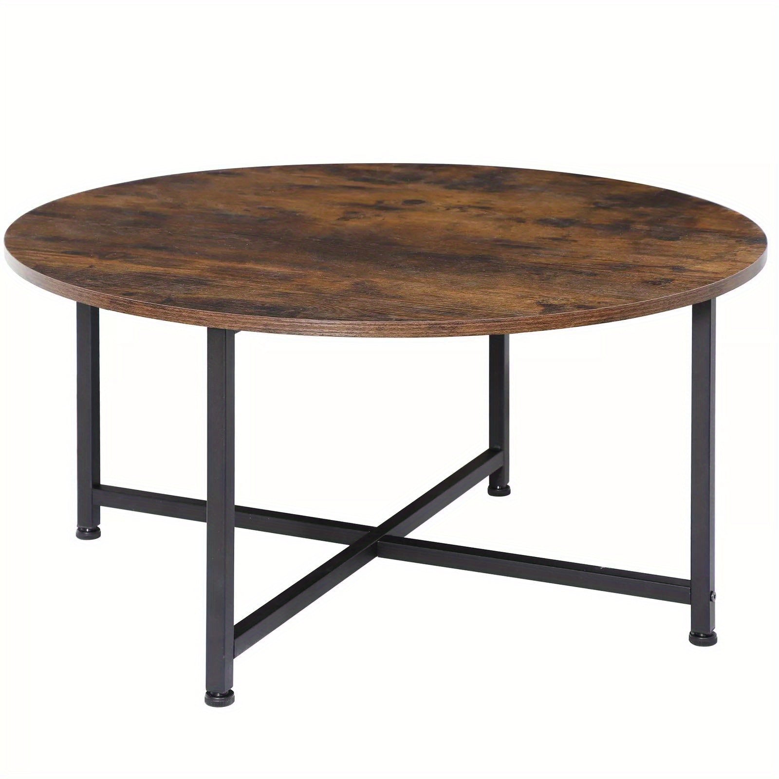 Round Wood Coffee Table - Black Tea Table for Home & Office Use