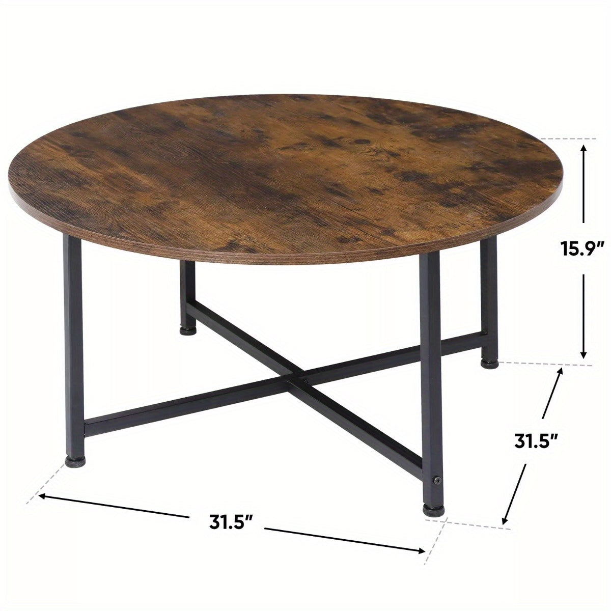 Round Wood Coffee Table - Black Tea Table for Home & Office Use