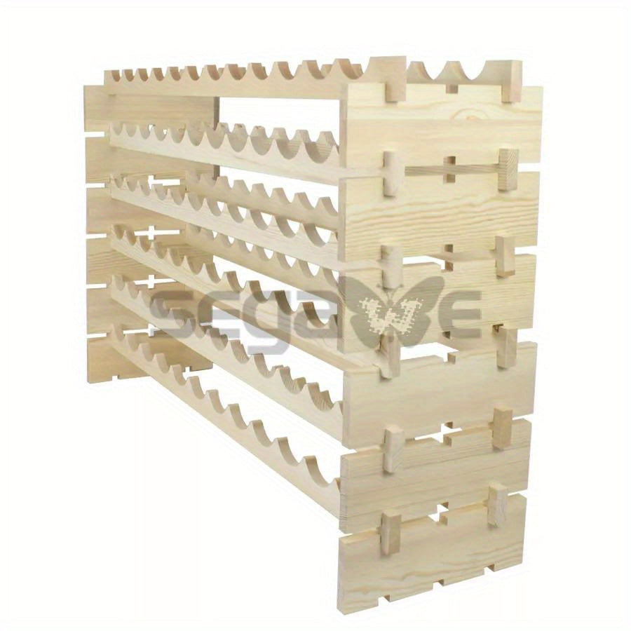 6 Tier Wood Holder Wine Rack Stackable Storage 72 Bottles Solid Display Shelves