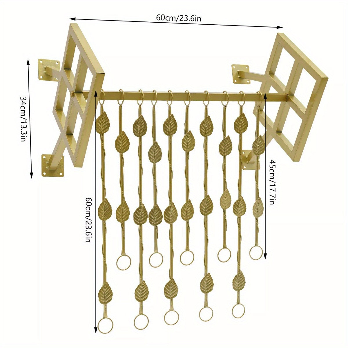 Retro Garment Rack Boutique Clothes Display with Shelf & 10 Hanging Chains