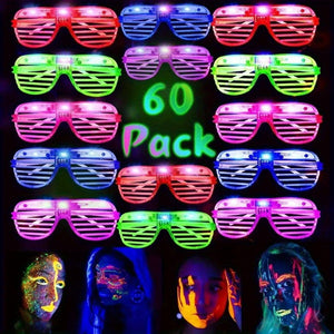 60 Pack LED Party Light Up Glasses, 5 Colors Light Up Glow Halloween Birthday