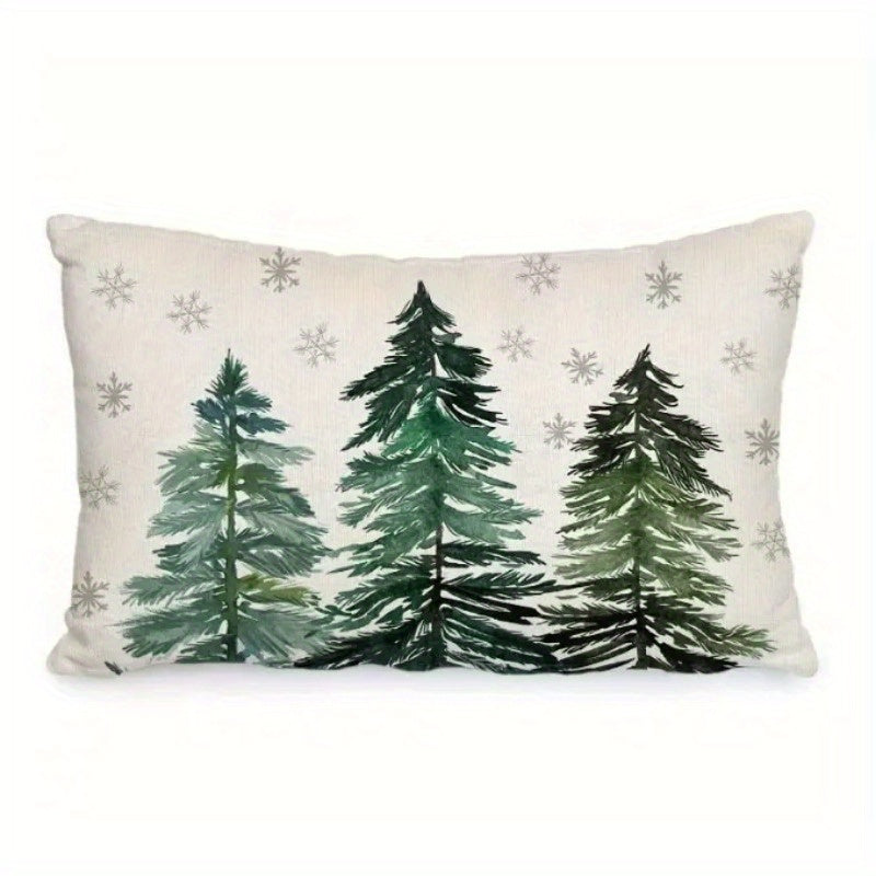 9pcs Merry Christmas Lumbar Pillow Snowman & Christmas Tree Print Cushion