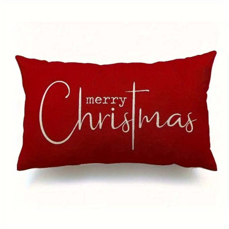 9pcs Merry Christmas Lumbar Pillow Snowman & Christmas Tree Print Cushion