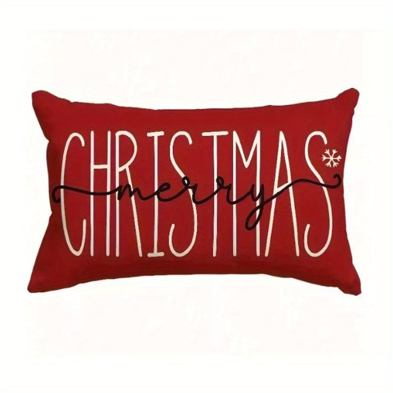 9pcs Merry Christmas Lumbar Pillow Snowman & Christmas Tree Print Cushion