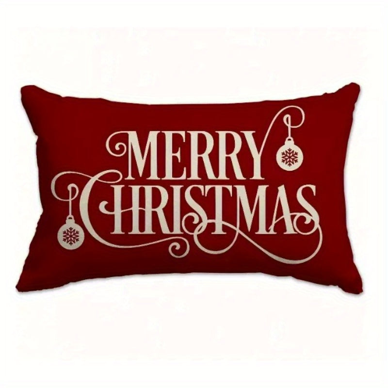 9pcs Merry Christmas Lumbar Pillow Snowman & Christmas Tree Print Cushion