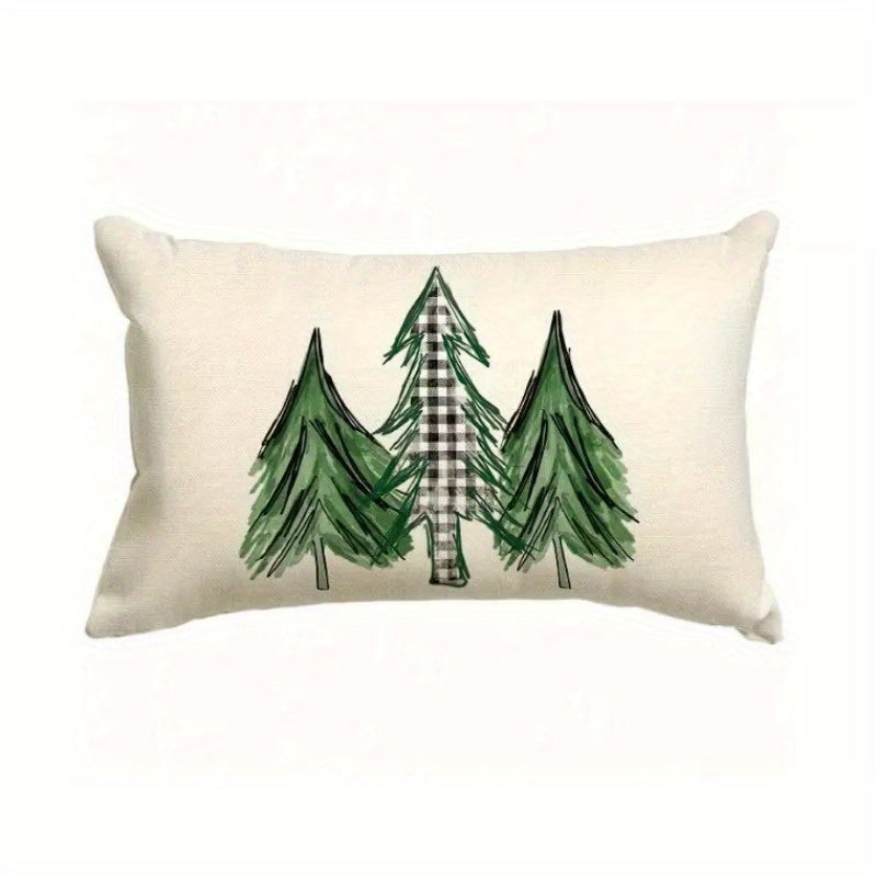 9pcs Merry Christmas Lumbar Pillow Snowman & Christmas Tree Print Cushion