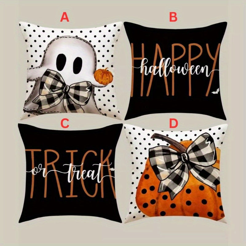 45X45cm Throw Pillow Cover Autumn Halloween Pumpkin Polka Dot Linen Pillow Cover