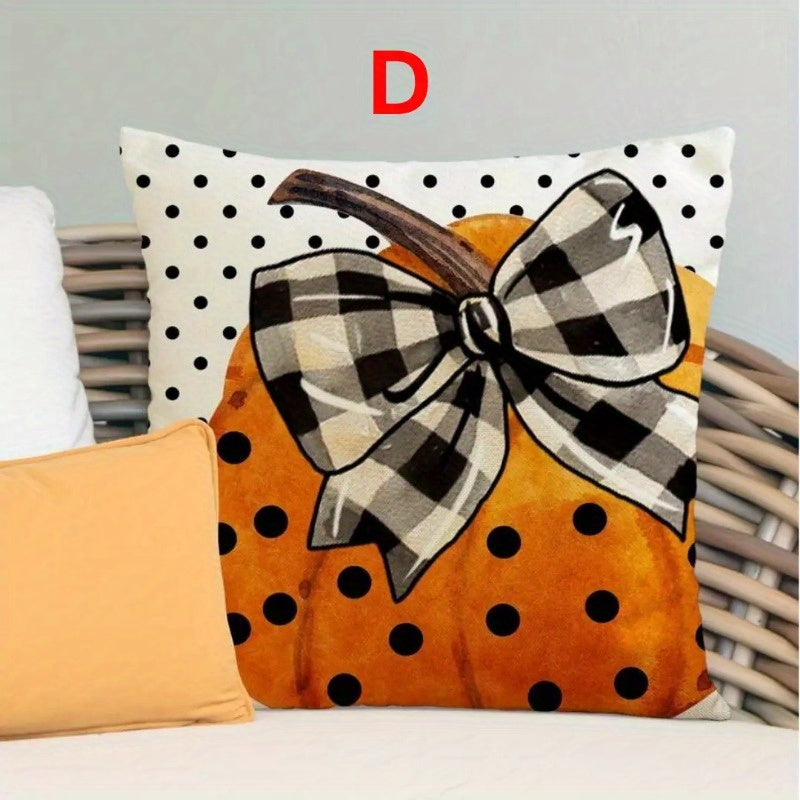 45X45cm Throw Pillow Cover Autumn Halloween Pumpkin Polka Dot Linen Pillow Cover