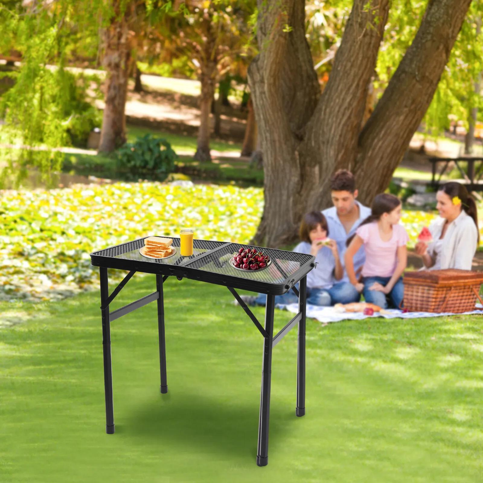 Adjustable Height Folding Table for Grill, Outdoor Picnic & Camping