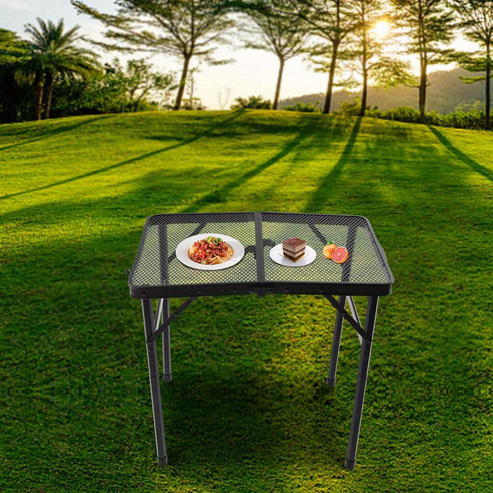 Adjustable Height Folding Table for Grill, Outdoor Picnic & Camping