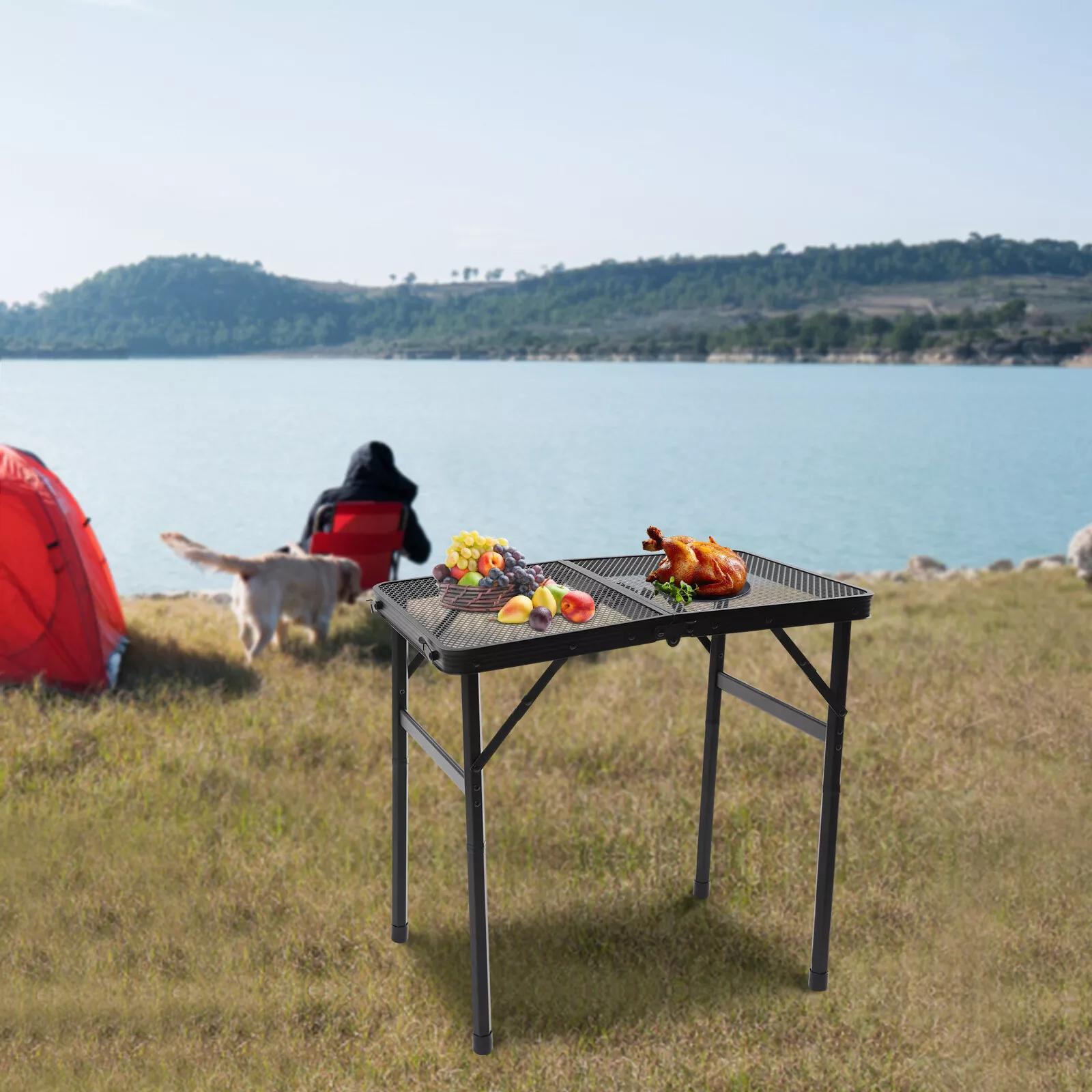 Adjustable Height Folding Table for Grill, Outdoor Picnic & Camping