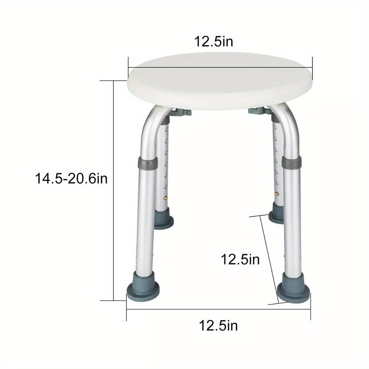 Adjustable Height Medical Shower Chair - Round Bath Tub Bench Stool Seat