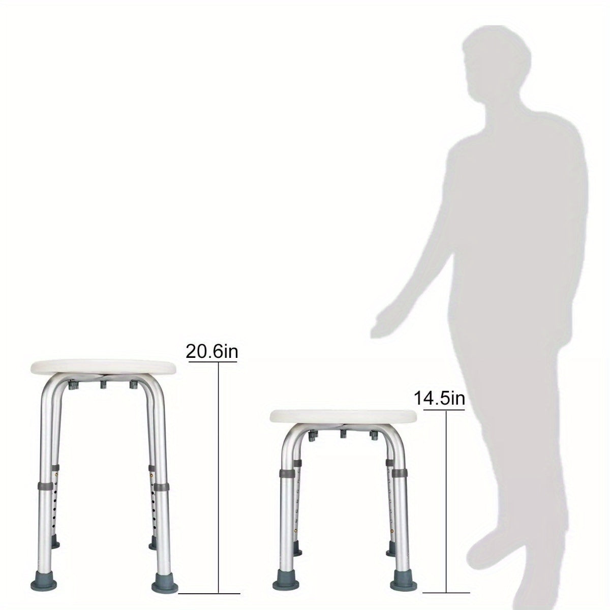 Adjustable Height Medical Shower Chair - Round Bath Tub Bench Stool Seat