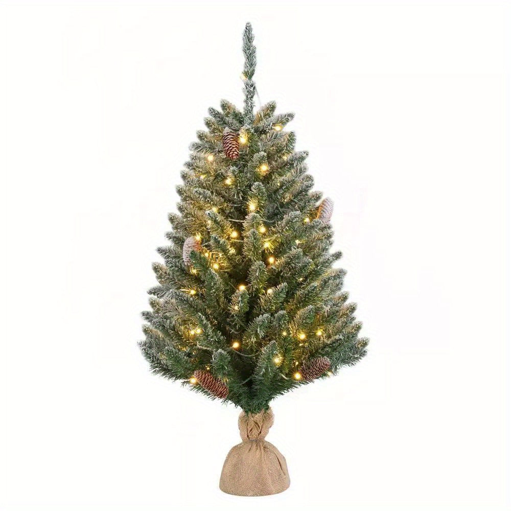 3 Feet Pre-Lit Artificial Christmas Tree with 100 LED Lights - Holiday Xmas Decor