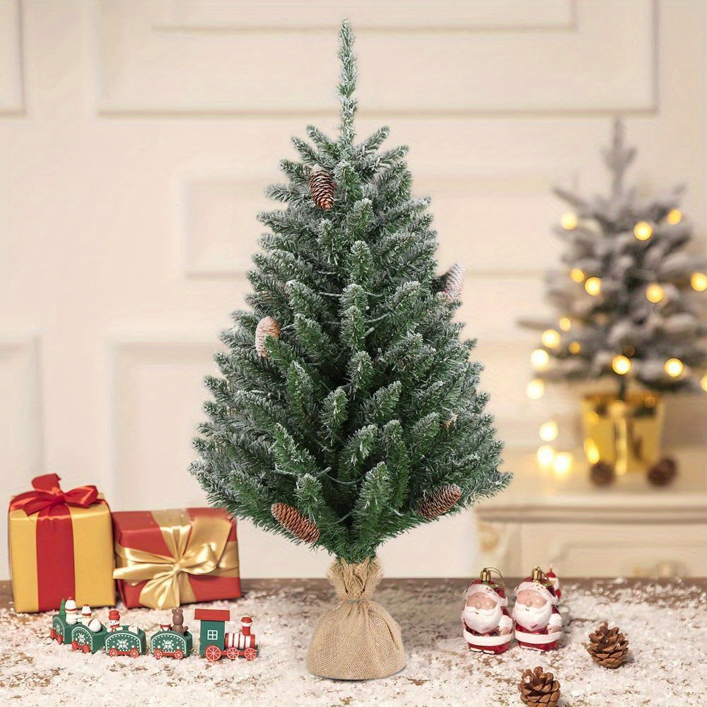 3 Feet Pre-Lit Artificial Christmas Tree with 100 LED Lights - Holiday Xmas Decor