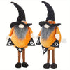 Set of 2, 6.3x4.3x16Inches Fabric Standing Orange Gnome W/Black Gnome & Holding Banner, for Halloween Decor