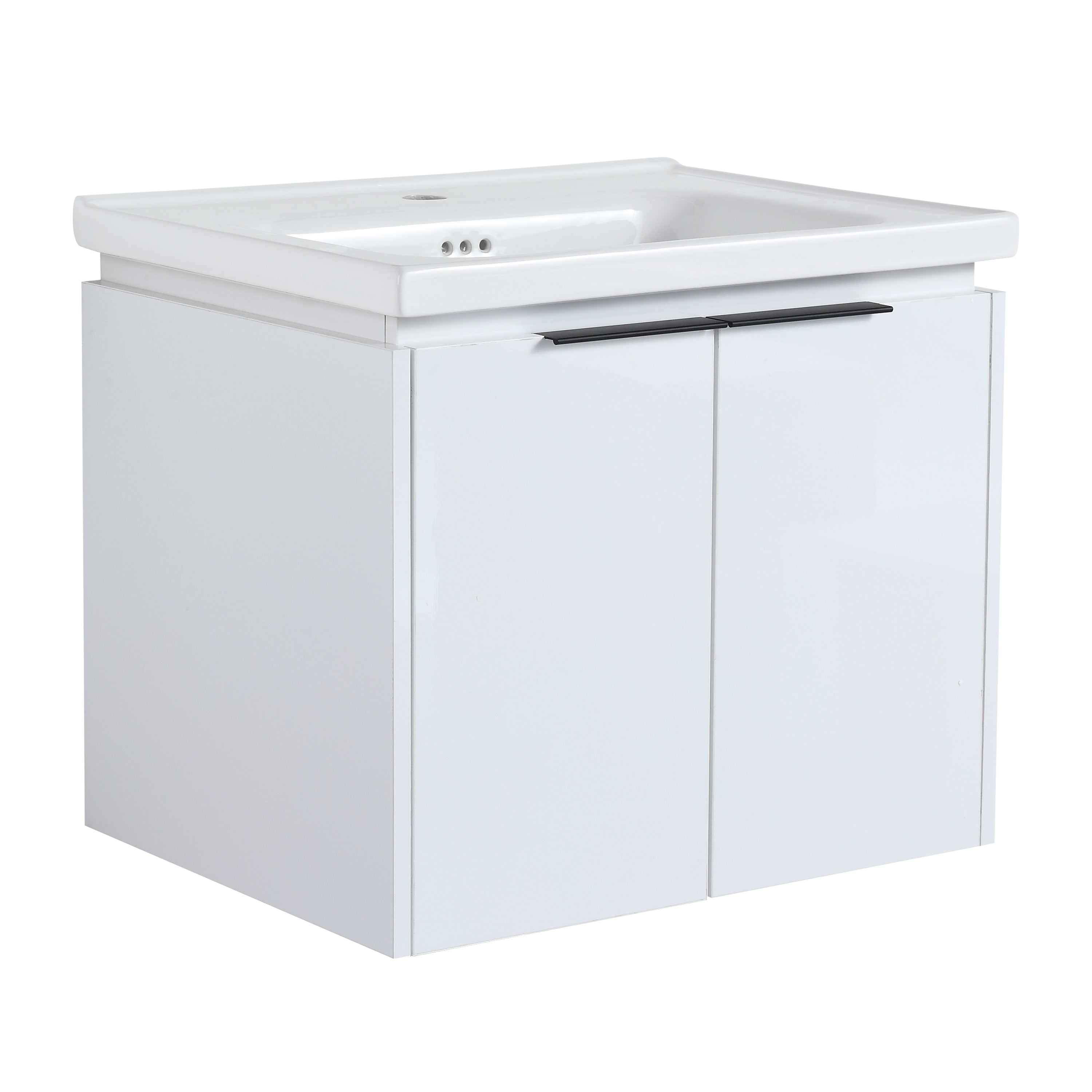 48 Inch Soft Close Doors Bathroom Vanity With Sink, and Two Small Storage Shelves,BVC07448WHLTK