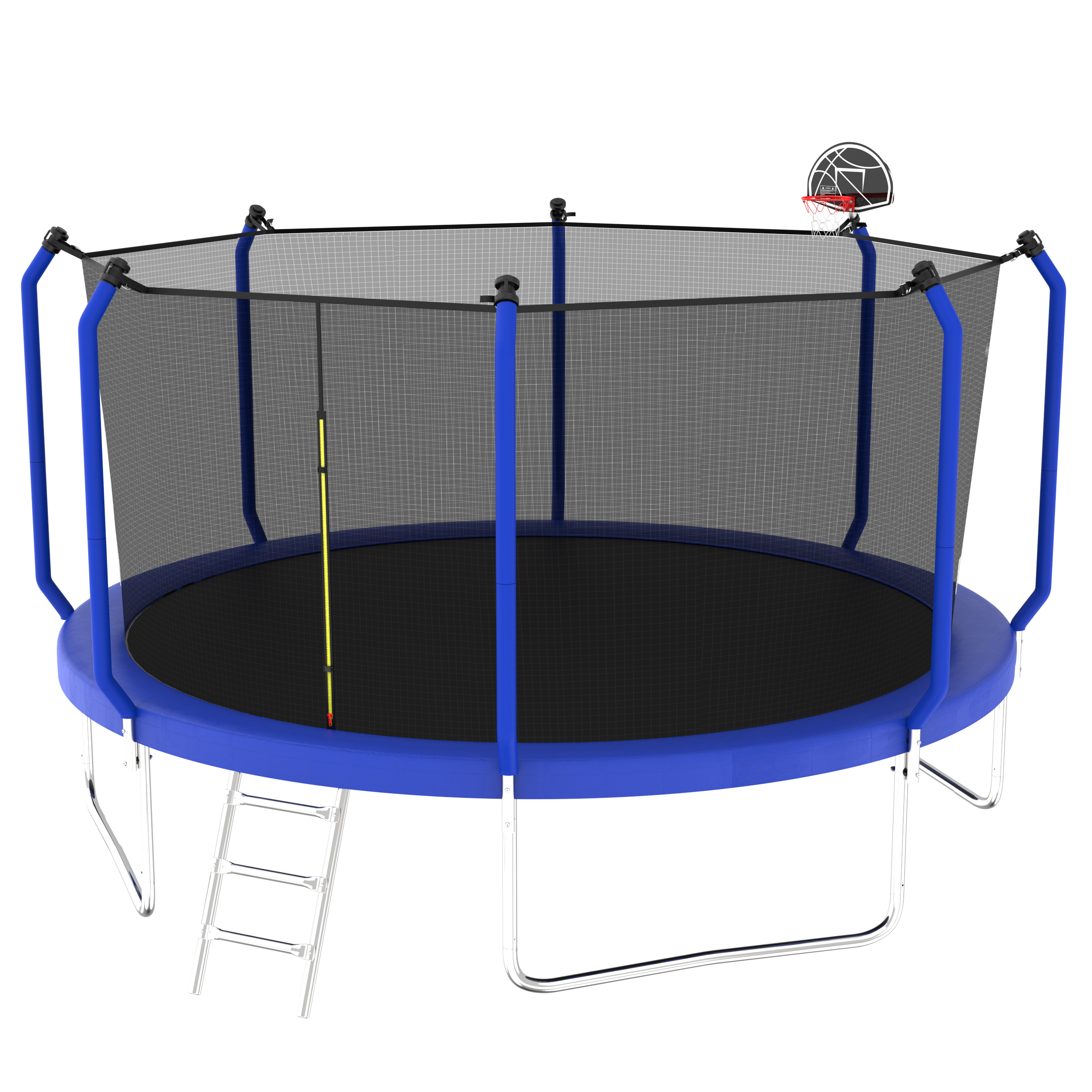 14FT Trampoline with Basketball Hoop, ASTM Approved Reinforced Type Outdoor Trampoline with Enclosure Net