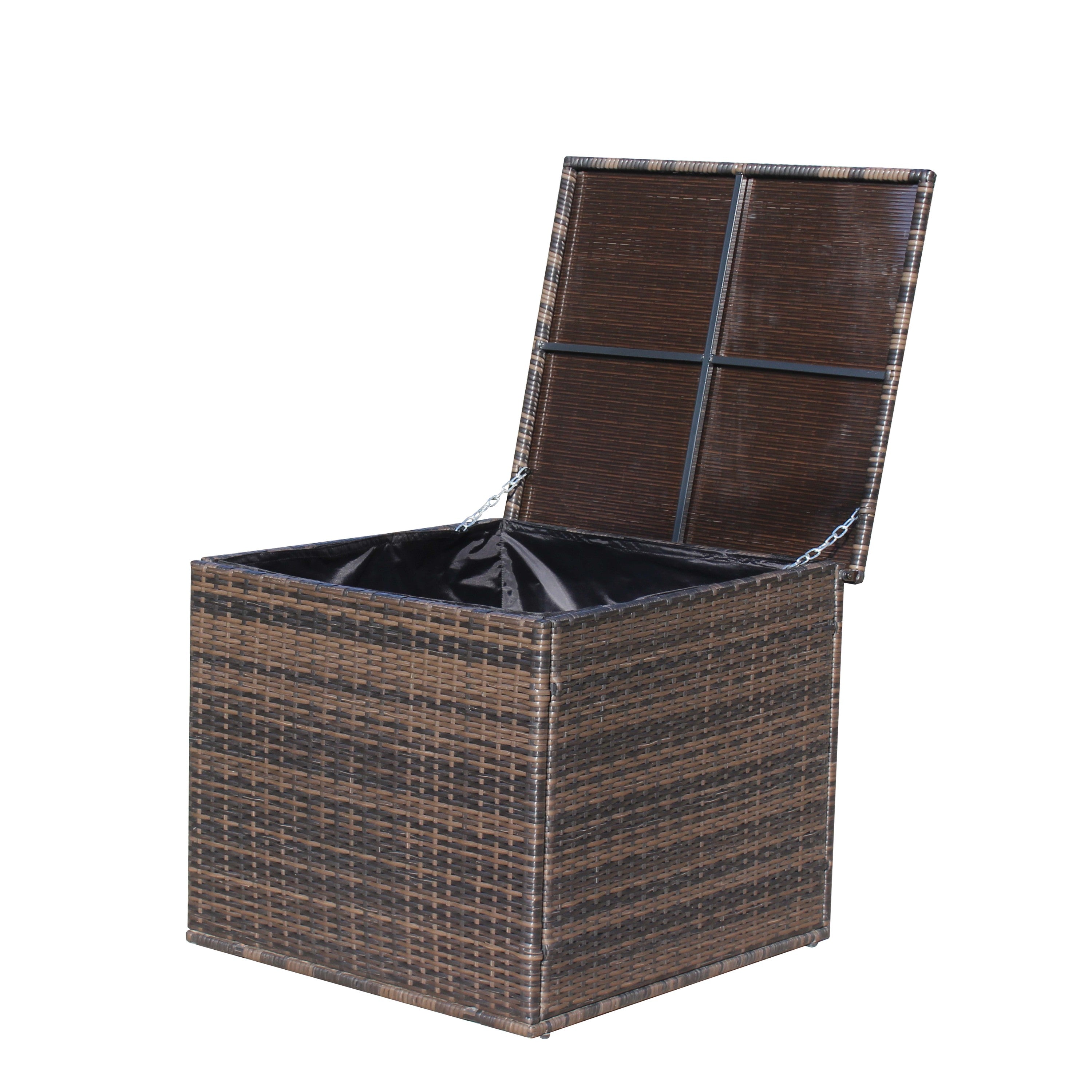 Wicker Patio Furniture Storage Box (Brown )