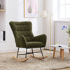 Nursery Rocking Chair, Teddy Upholstered Glider Rocker, Rocking Accent Chair with High Backrest, Comfy Rocking Accent Armchair for Living Room, Bedroom, Offices, DARK GREEN