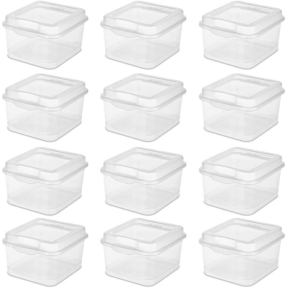 Sterilite Flip Top Storage Boxes - Clear Organizers, 12-Pack for Easy Access