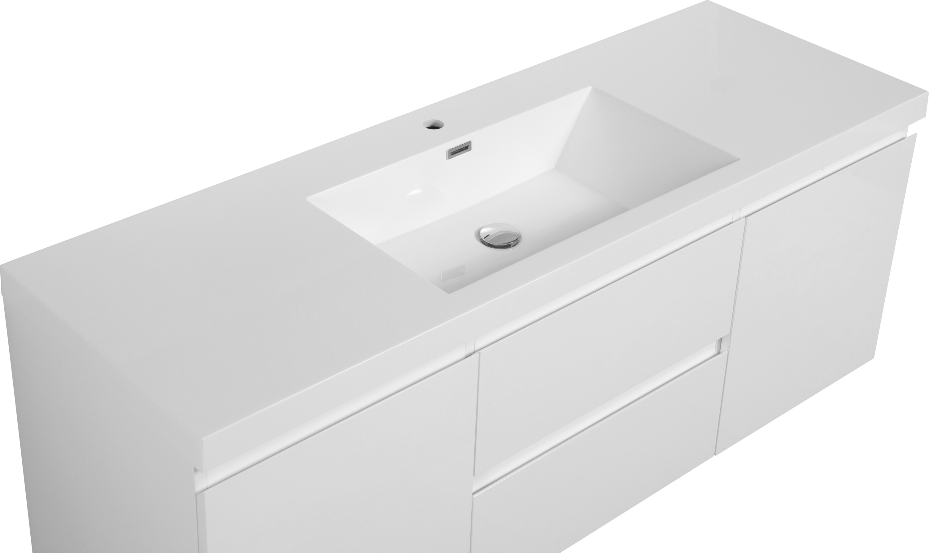 60" Floating Bathroom Vanity with Sink, Modern Wall-Mounted Bathroom Storage Vanity Cabinet with Resin Top Basin and Soft Close Drawers, Glossy White 24V11-60SGW