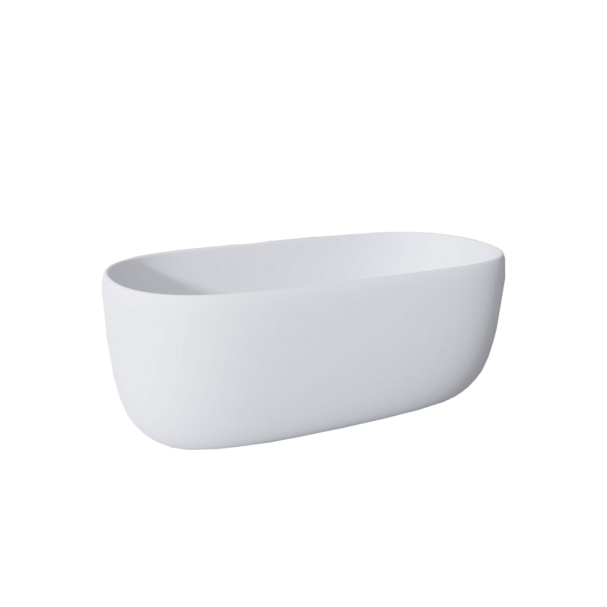 51'' Freestanding Bathtub Resin Stone Soaking Bathtub Solid Surface Modern Tubs with Overflow and Pop-up Drain in White