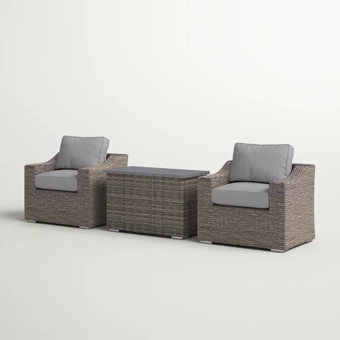 Chic Rattan Wicker Fully Assembled 2-Person Seating Group with Plush Cushions – Ideal for Cozy Outdoor Gatherings