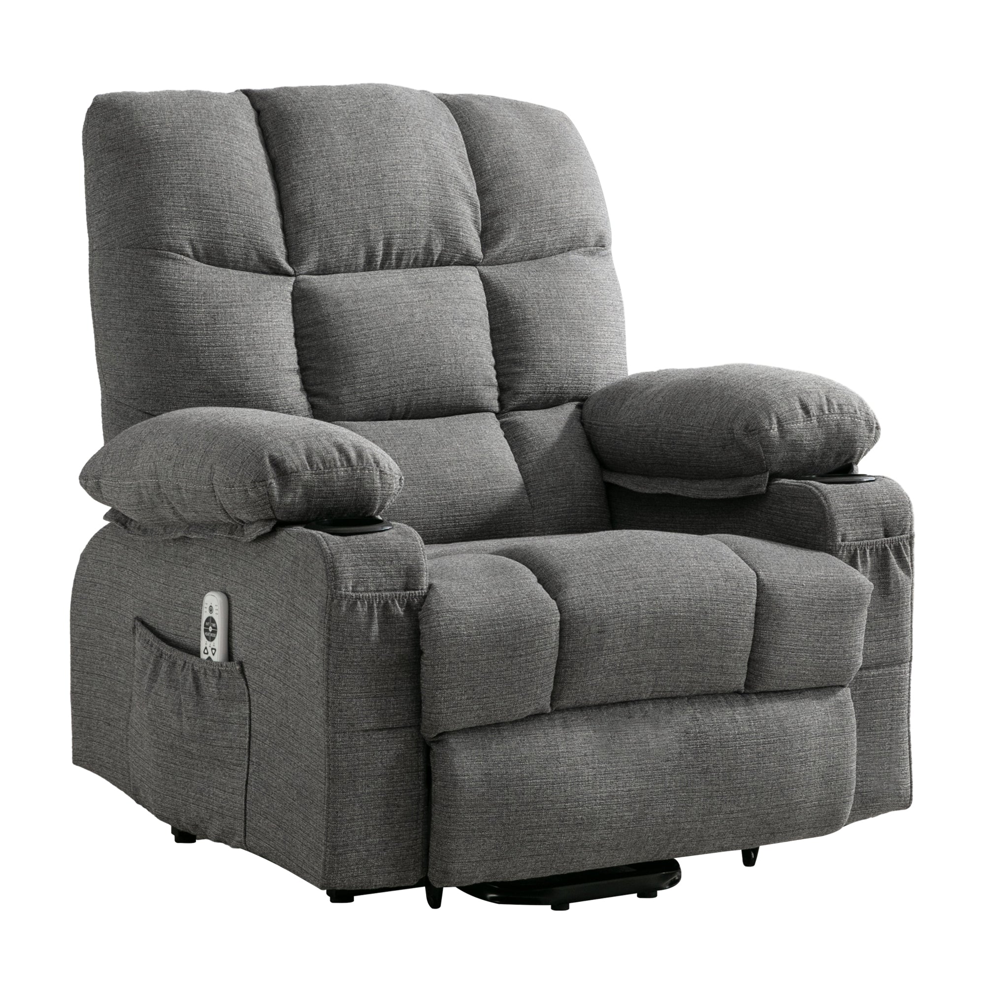 Power Lift Recliner Chair Recliners for Elderly with Heat and Massage Recliner Chair for Living Room with Infinite Position and Side Pocket,USB Charge Port.SMOKYGREY