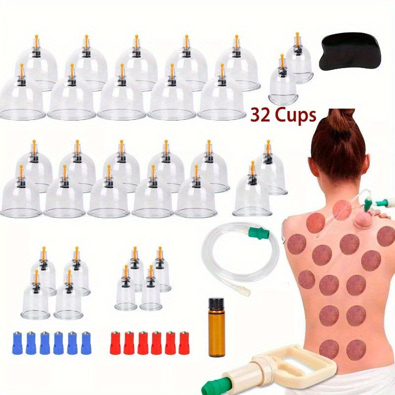 32 Cups Cupping Set Chinese Massage Medical Body Healthy Relax Vacuum Suction