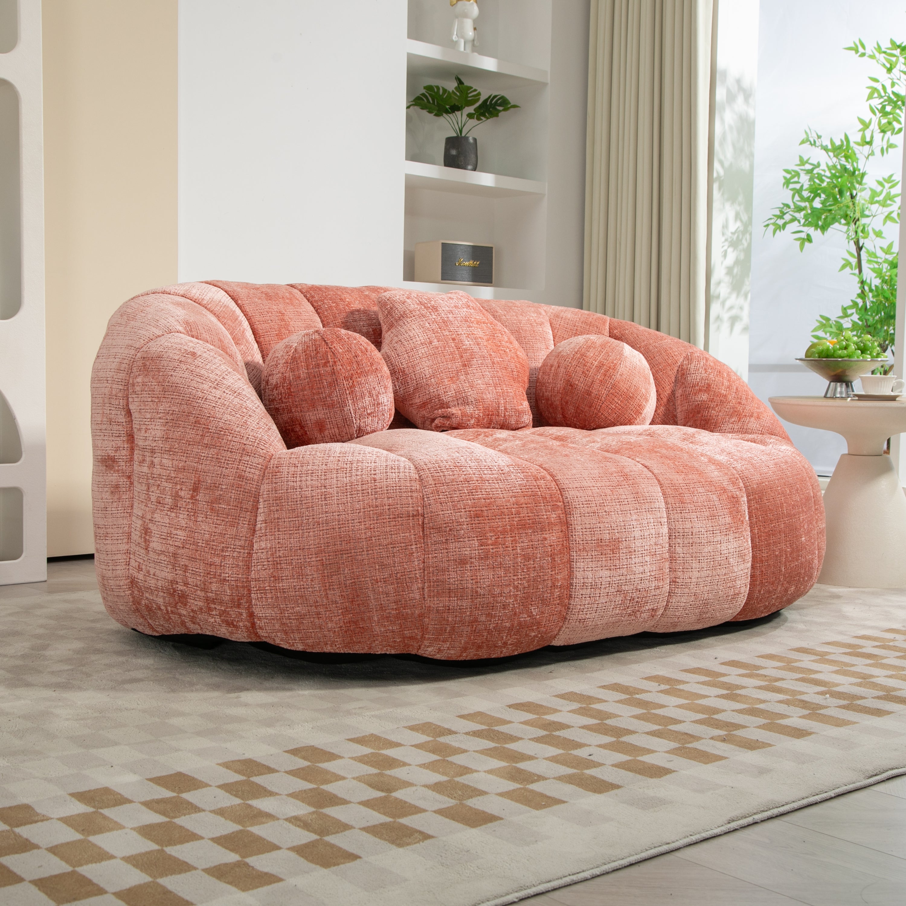 COOLMORE Bean Bag sofa Lazy Sofa Durable Comfort Lounger High Back Bean Bag Chair Couch for Adults and Kids, Indoor & Outdoor, Accent Floor Soft Lounge Chair (Pink chenille)