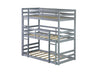 Gray solid wood triple twin bunk bed