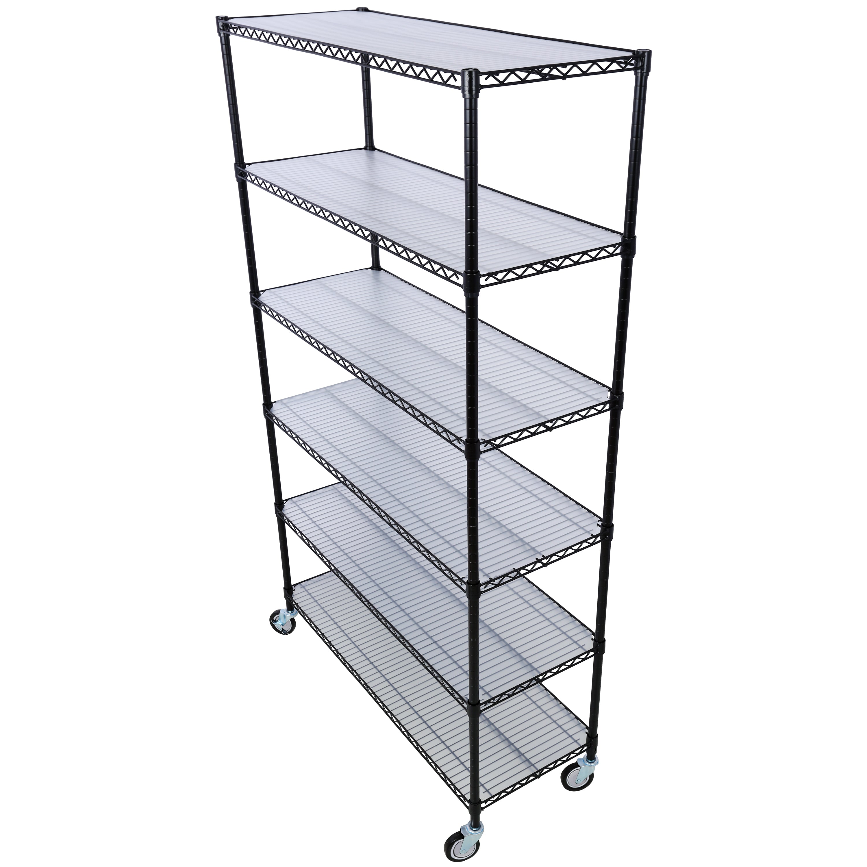 6 Tier 6000lbs Capacity NSF Metal Shelf Wire Shelving Unit, Heavy Duty Adjustable Storage Rack with Wheels & Shelf Liners for Commercial Grade Utility Steel Storage Rack, Black - 84"H x 48"L x 20"D