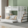 Twin Over Twin Bunk Bed with Trundle and Staircase,White(OLD SKU:LT000068AAK)