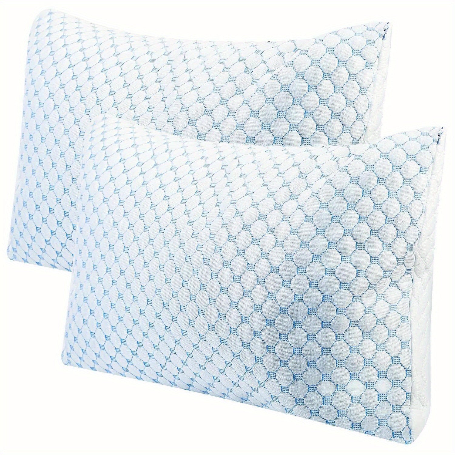 Cooling Memory Foam Pillow Heat and Moisture Reducing Ice Silk and Gel Infused