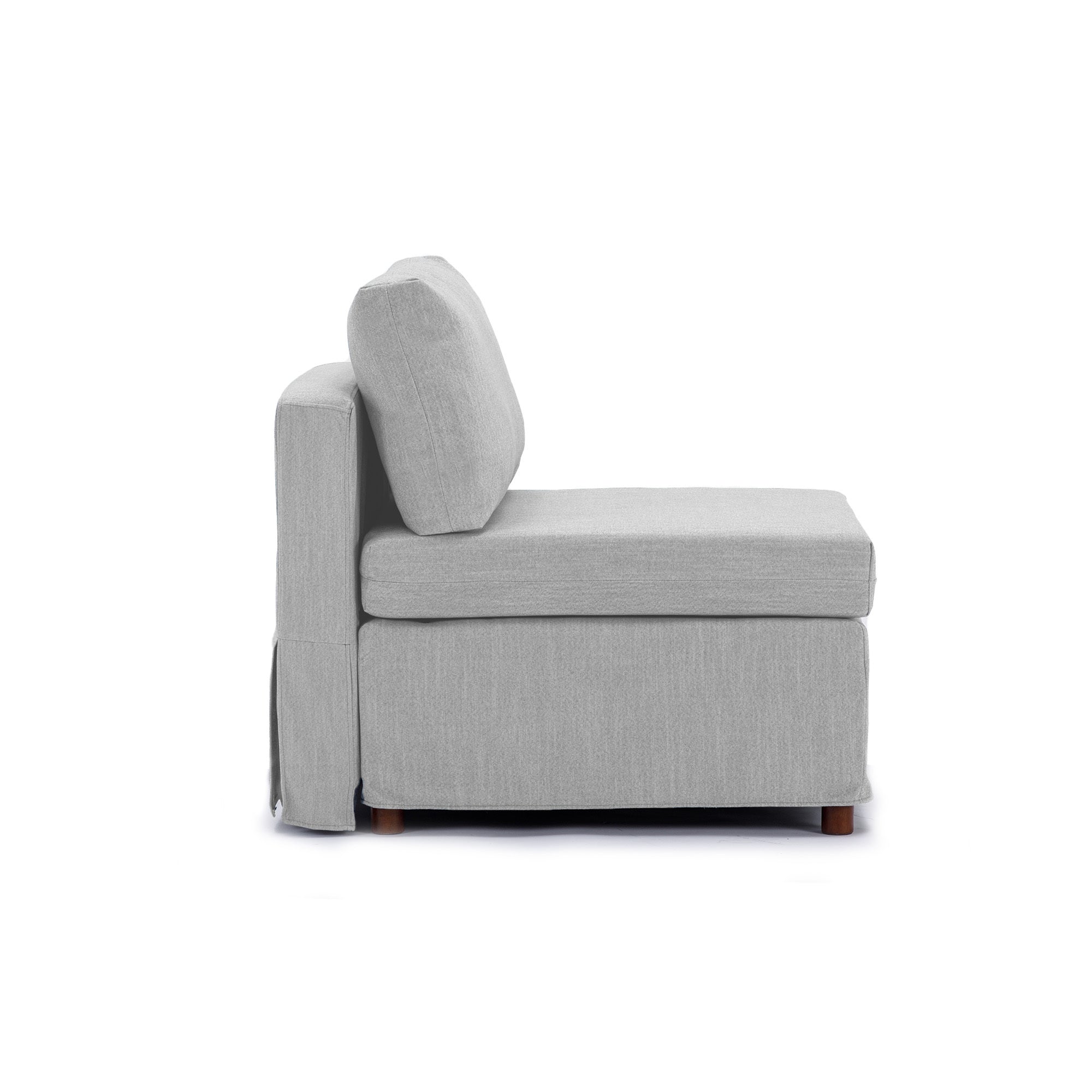 Single Seat Module Sofa Sectional Couch With 1 Ottoman,Cushion Covers Removable and Washable,Light Grey