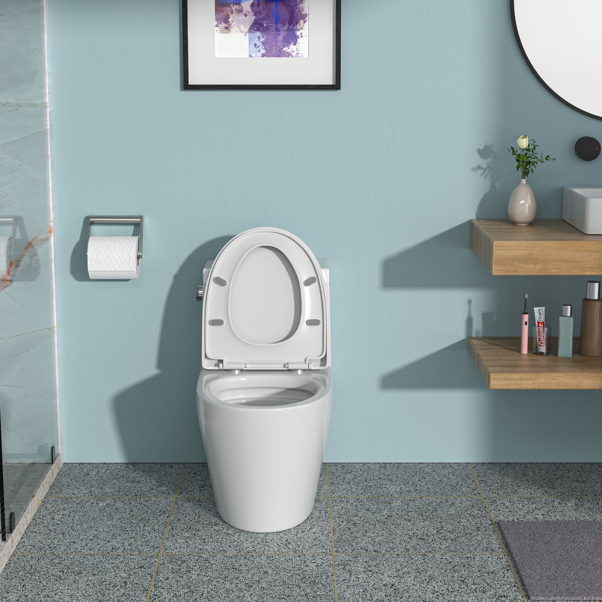 Ceramic One Piece Toilet,Single Flush with Soft Clsoing Seat