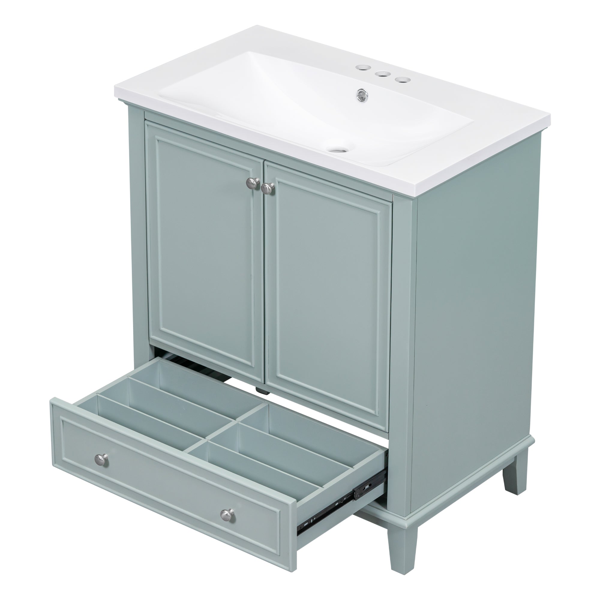 30" Bathroom Vanity with Sink Combo, Multi-functional Bathroom Cabinet with Doors and Drawer, Solid Frame and MDF Board, Green (Old Sku:SY999606AAC)