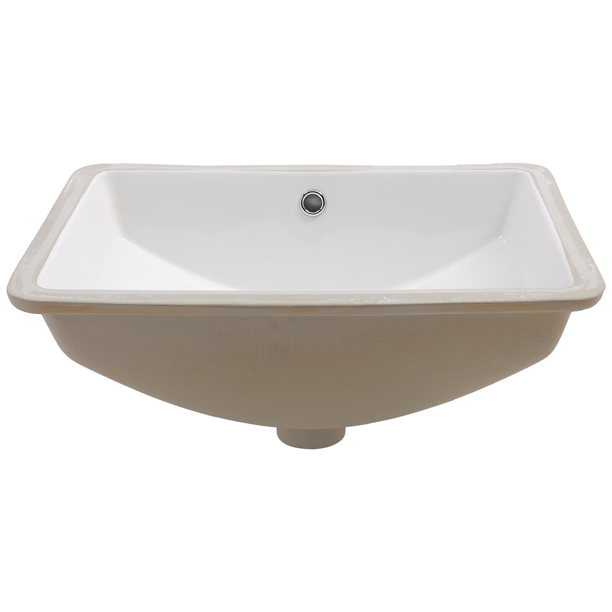 21"x14" White Ceramic Rectangular Undermount Bathroom Sink with Overflow
