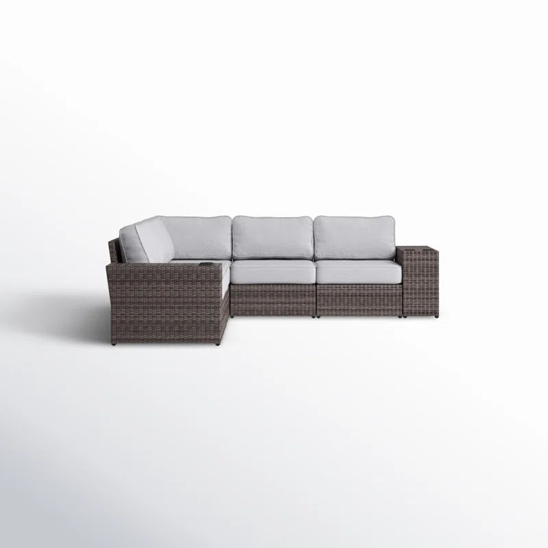 102" Wide Reversible Outdoor Wicker Sectional Sofa with Cushions – Fully Assembled