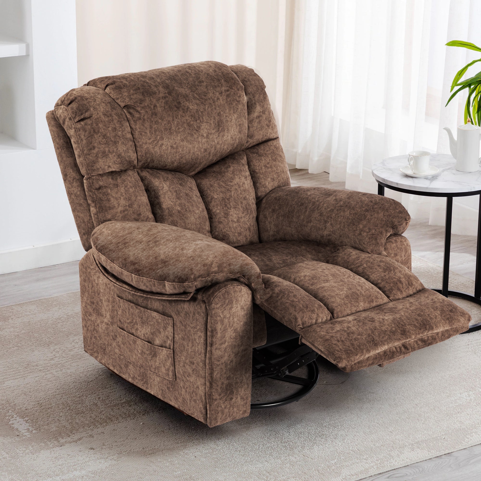 Swivel and Rocking Recliner Chair with Massage and Heating Bonded Leather Sofa