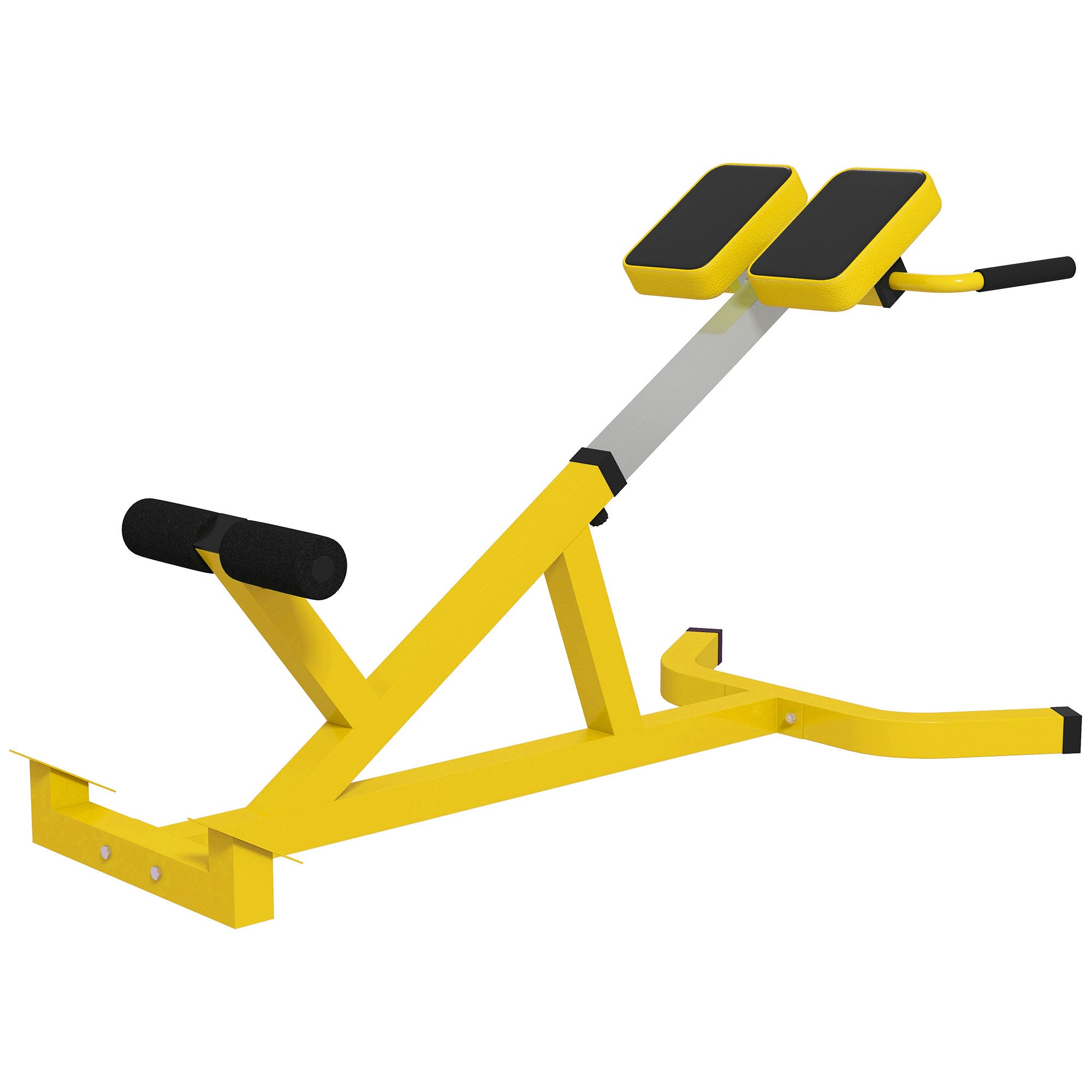 Soozier Roman Chair Back Extension Machine, Height Adjustable Hyperextension Bench with Dip Bars, Multi-Functional for Back, Core, Arms and Whole-Body Training, Yellow